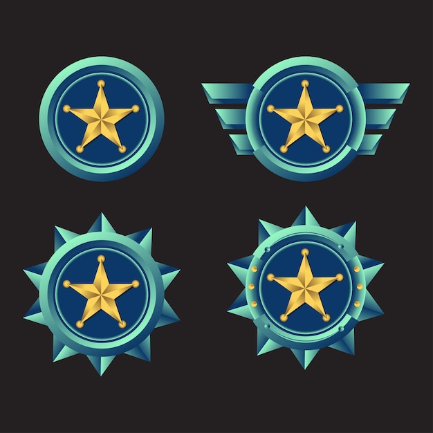 Vector badge rank game with several variations