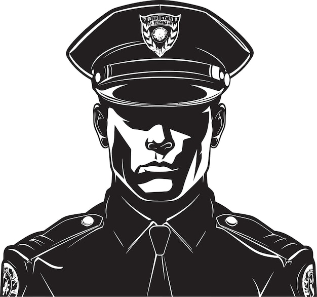 Badge of Shadows Intricate Vector Police ArtNoir Guardian Dark Shades Police Officer Design