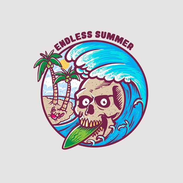 Badge Skull Design Endless Summer
