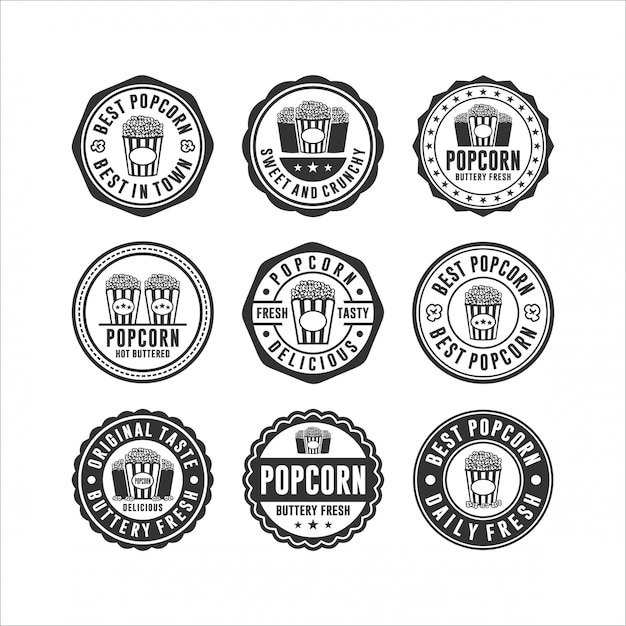 Badge stamp popcorn design collection