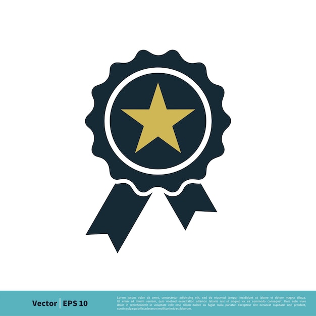 Badge Stamp Rosette Ribbon Winner Sign Icon Vector Logo Template Illustration Design Vector EPS 10