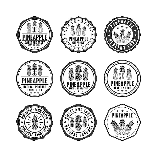 Badge stamps pineapple vector design collection