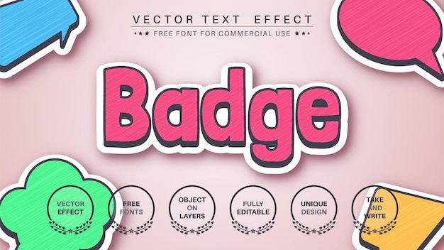 Badge sticker editable text effect  