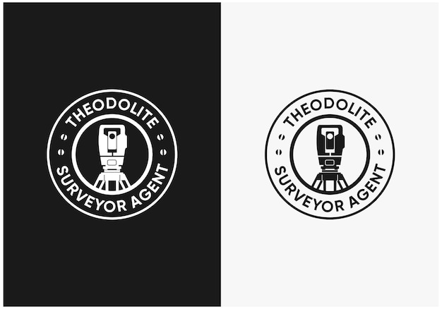 Badge theodolite surveyor construction logo design