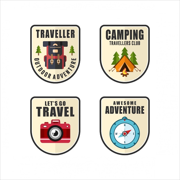 Badge traveller avontuur logo's collectie