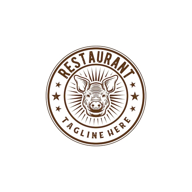 Ristorante vintage distintivo con logo testa di maiale