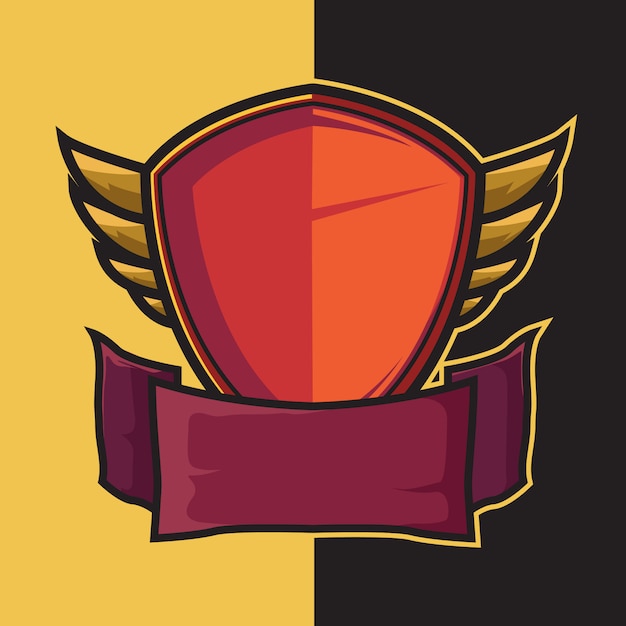 Badge scudo alato per elementi di design logo esport