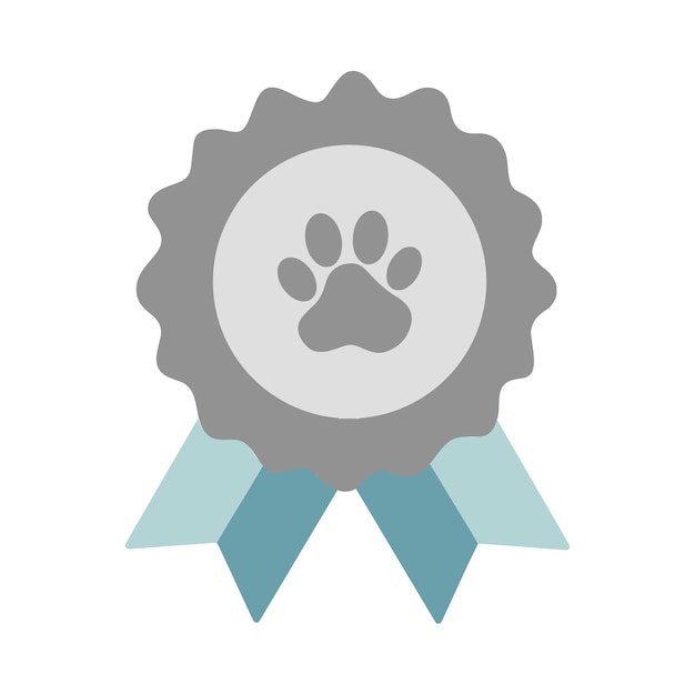 Vector badge with ribbons dog paw vector illustration