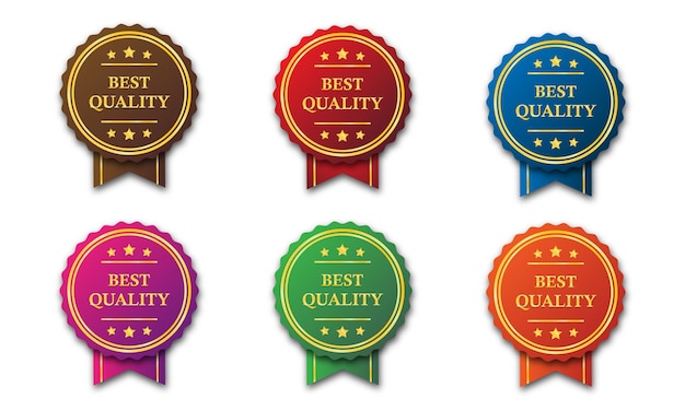 Badgelabel van de beste kwaliteit in meerdere kleuren - Verzameling van kleurrijke zegelemblemen