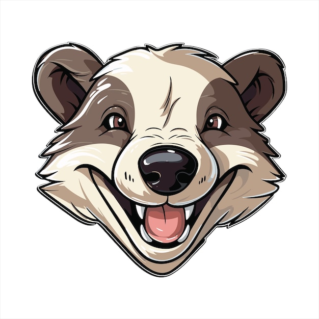 Badger Cute Funny Cartoon Kawaii Clipart Colorful Watercolor Animal Pet Sticker Illustration