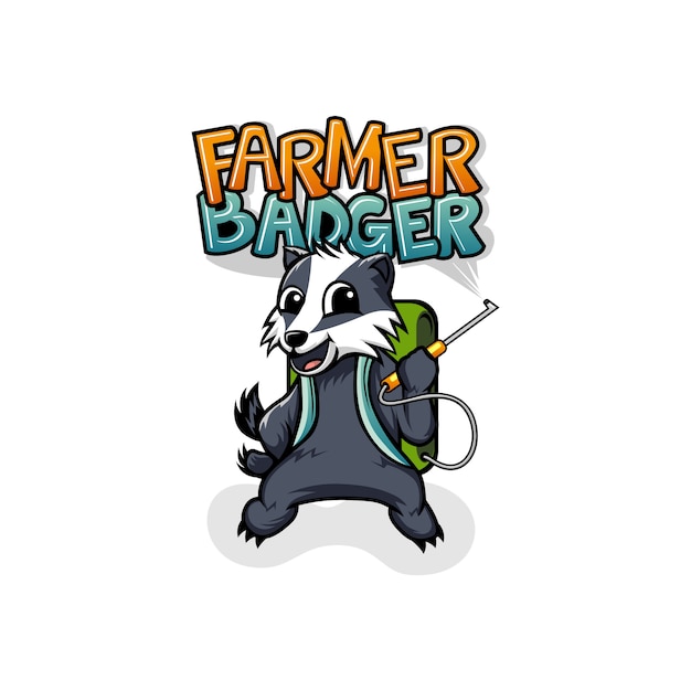 Vettore badger farmer logo mascot