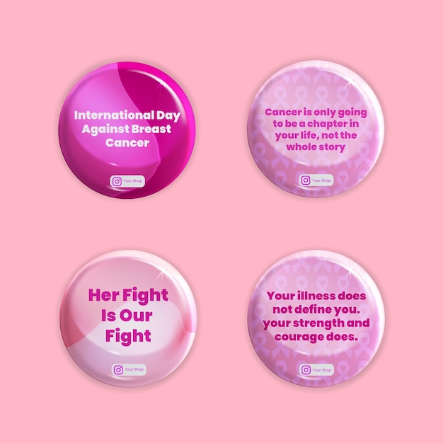 Vector badges international day againts breast cancer words