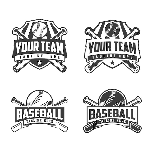 Badges set of baseball team Baseball logo emblem set collection design on light background