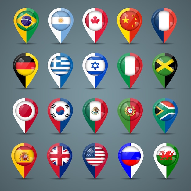 Vector badges with flags
