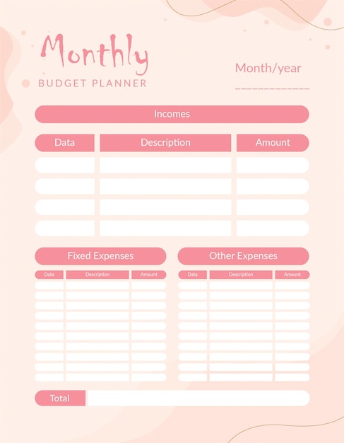 Badget planner template pianificatore di budget mensile e settimanale calendario pianificatore mensile