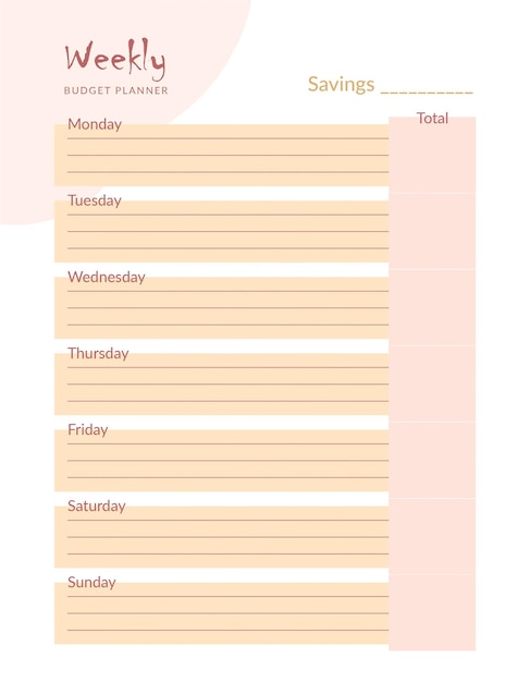 Vettore badget planner template pianificatore di budget mensile e settimanale calendario pianificatore mensile