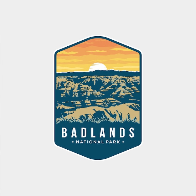 Badlands park emblem patch logo illustration