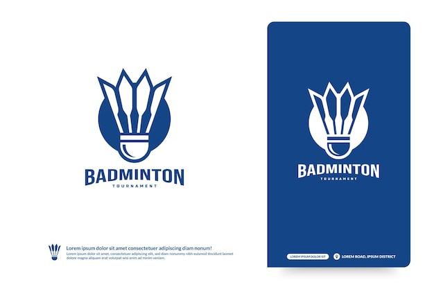 Vettore modello di logo del club di badminton, concetto di logotipo di tornei di badminton. identità della squadra del club