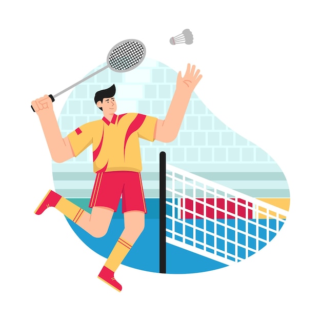 Illustrazione piana di badminton