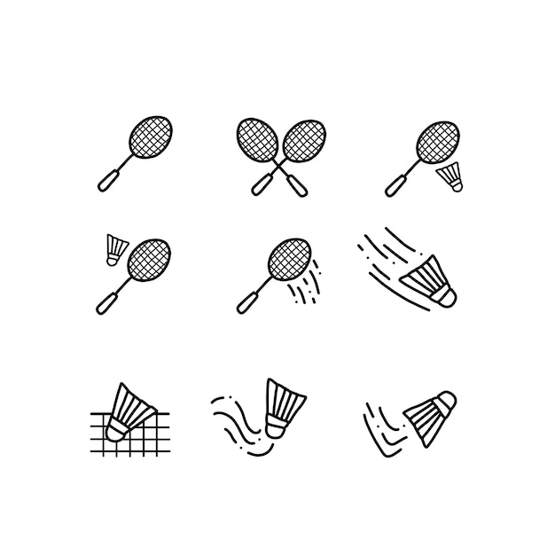 badminton handrawn doodle illustrations vector