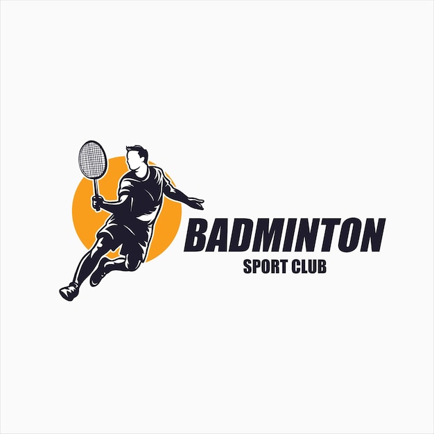 Vettore badminton jumping smash illustrazione logo design moderno giocatore di badminton appassionato in azione logo