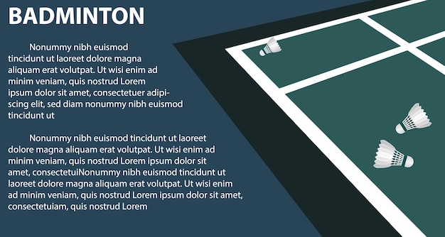 Badminton layout template for brochure or pages. 