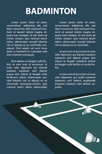 Vector badminton layout template for brochure or pages.