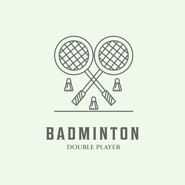 Badminton lijn kunst logo minimalistisch design pictogram vector