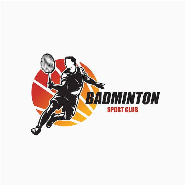 Badminton logo design vector illustration vector flat