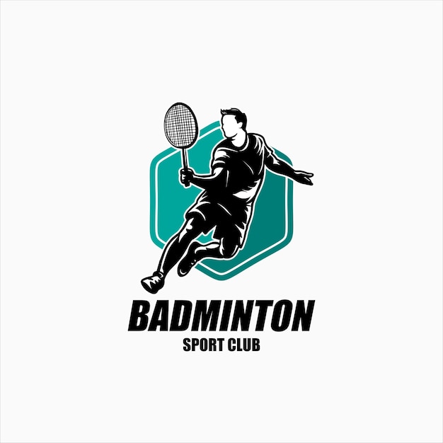 Badminton logo design vector illustration vector flat