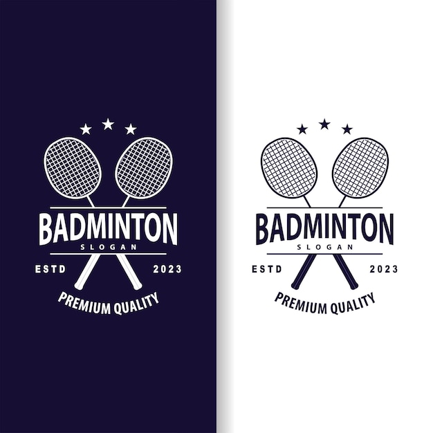 Badminton Logo Eenvoudig Badminton Racket Design Retro Vintage Minimalistisch Sportconcept