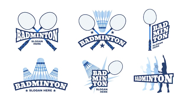 Vector badminton logo set