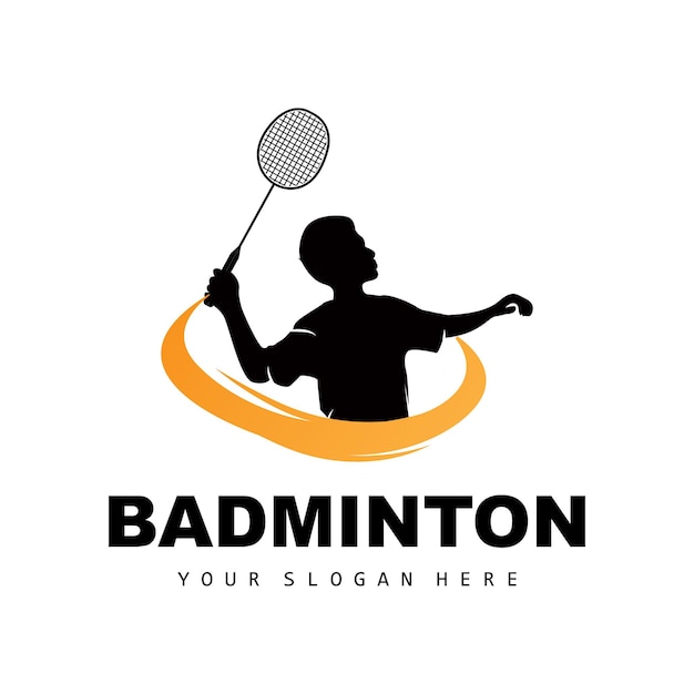 Badminton Logo Sport Branch Design Vector Abstracte Badminton Spelers Silhouet Collectie