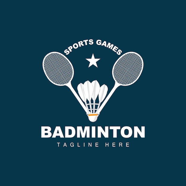 Badminton Logo Sport Spel Vector Met Shuttle Racket Sport Tak Ontwerp Sjabloon Pictogram