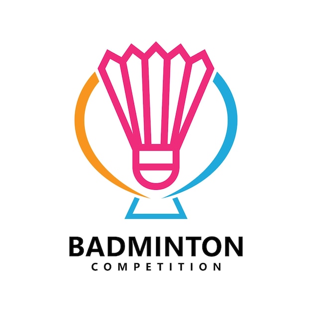 Badminton logo template design vector icon illustration Premium Vector