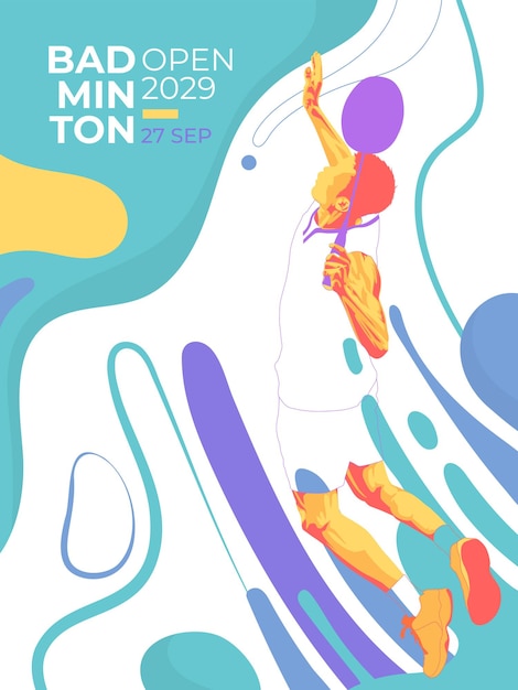 Vector badminton open tournament flyer design