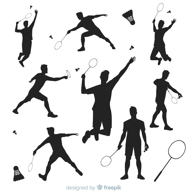 Badminton player silhouette collection