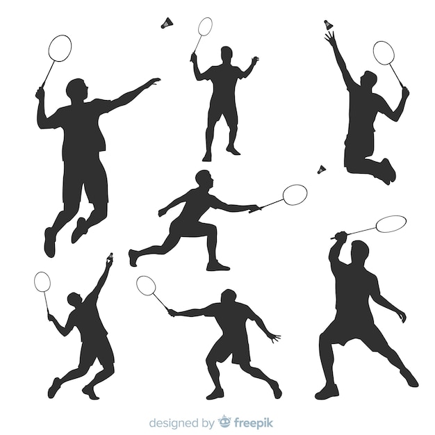 Vector badminton player silhouette collection