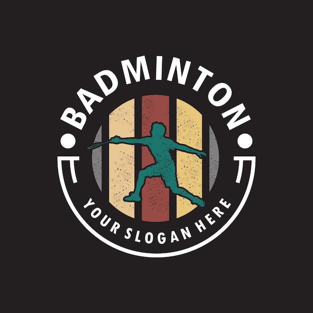 Design del logo della siluetta del giocatore di badminton