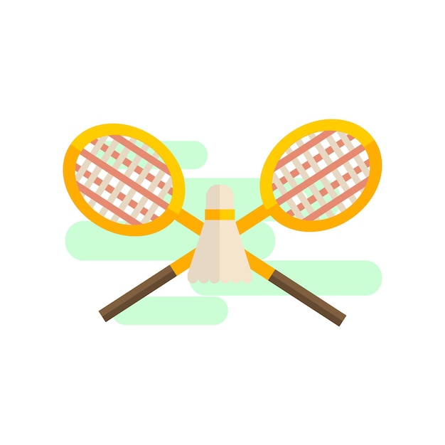 Badminton Playing Set Primitive Style Graphic Colorful Flat Vector Image On White Background