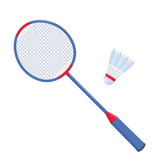 Vector badminton racket and shuttlecock vector illustration of sports equipment