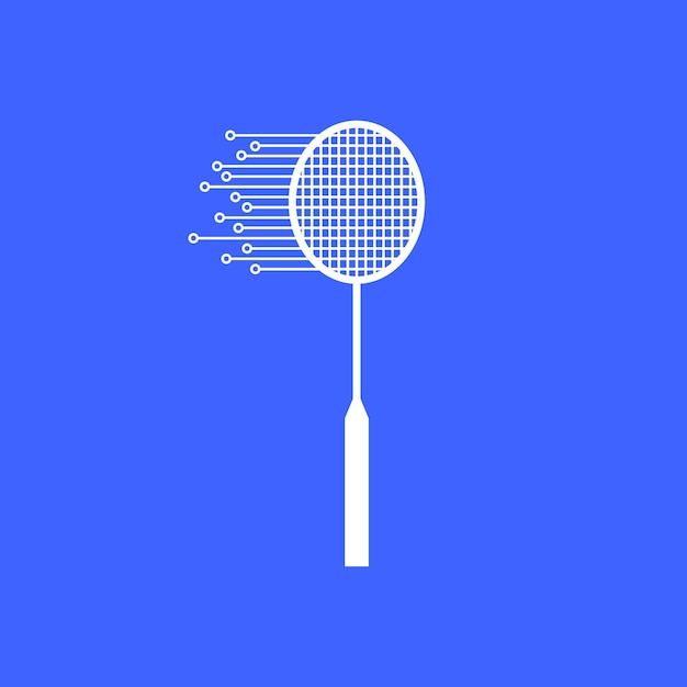 Vettore linee di tecnologia della racchetta da badminton filato moderno logo design icona vettoriale illustrazione