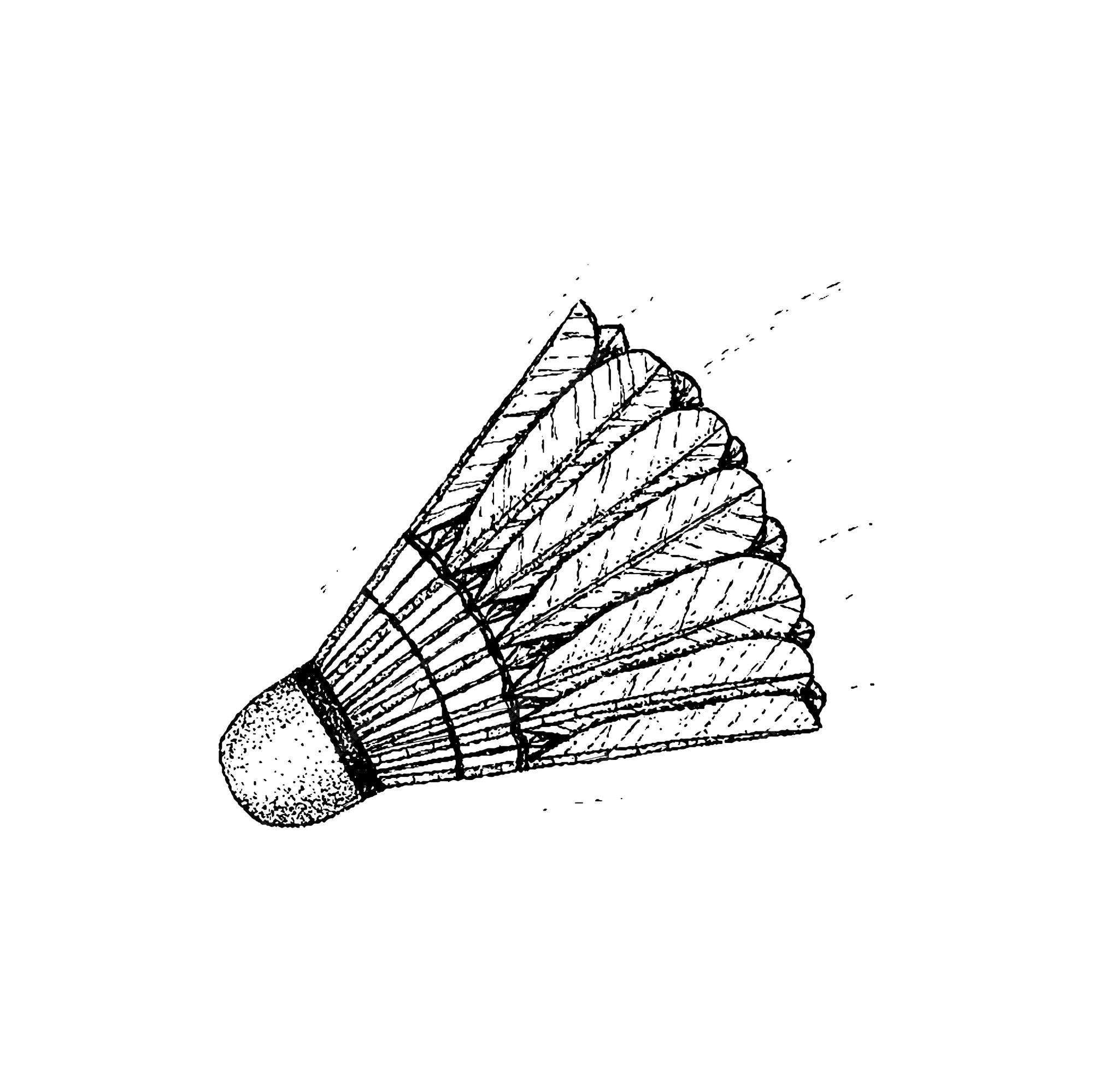 バドミントンシャトルコックドットワークベクトル タトゥーの手描きスケッチイラスト プレミアムベクター