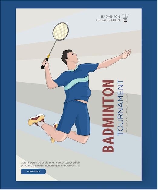 Vettore manifesto del torneo di badminton