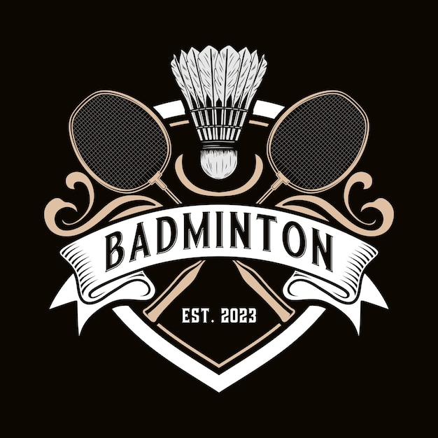 badminton vintage logo design perfect for team badminton club or badminton championship