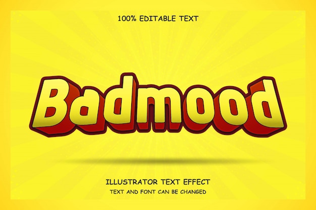 Badmood, 3d 편집 가능한 텍스트 효과 현대 만화 그림자 스타일