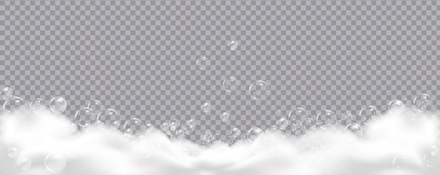 Badschuim geïsoleerd op transparant. Shampoo bubbels textuur.