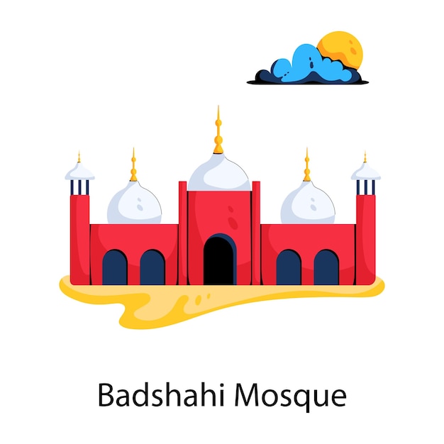 Badshahi mosque lahore trendy flat icon