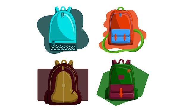 Vettore borsa a scuola vector set