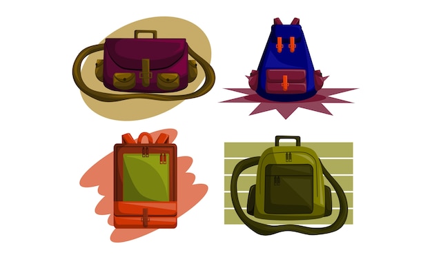 Borsa a scuola vector set